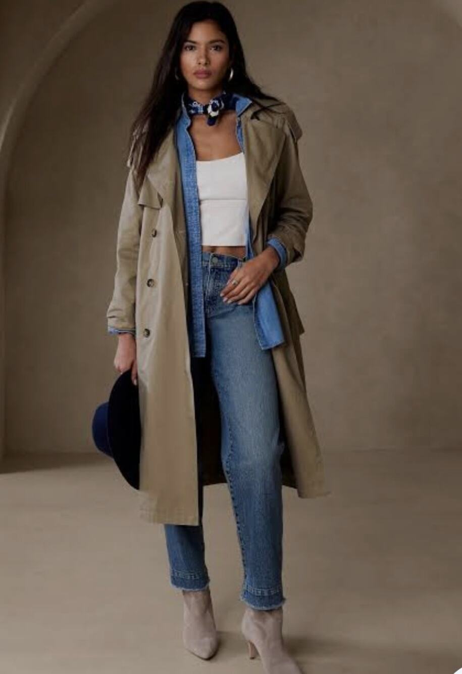 Banana Republic Light Beige Classic Twill Trench Coat L Capsule Wardrobe Chic